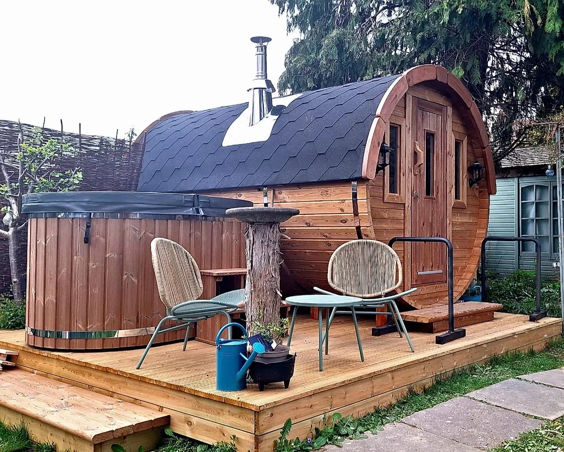 Interior of a cedar-lined sauna